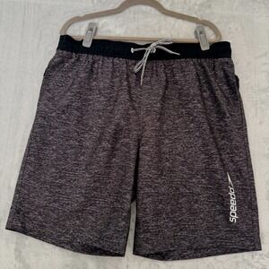 Speedo Men's Swim Trunks Shorts Gray Lined Drawstring Pockets Size Large